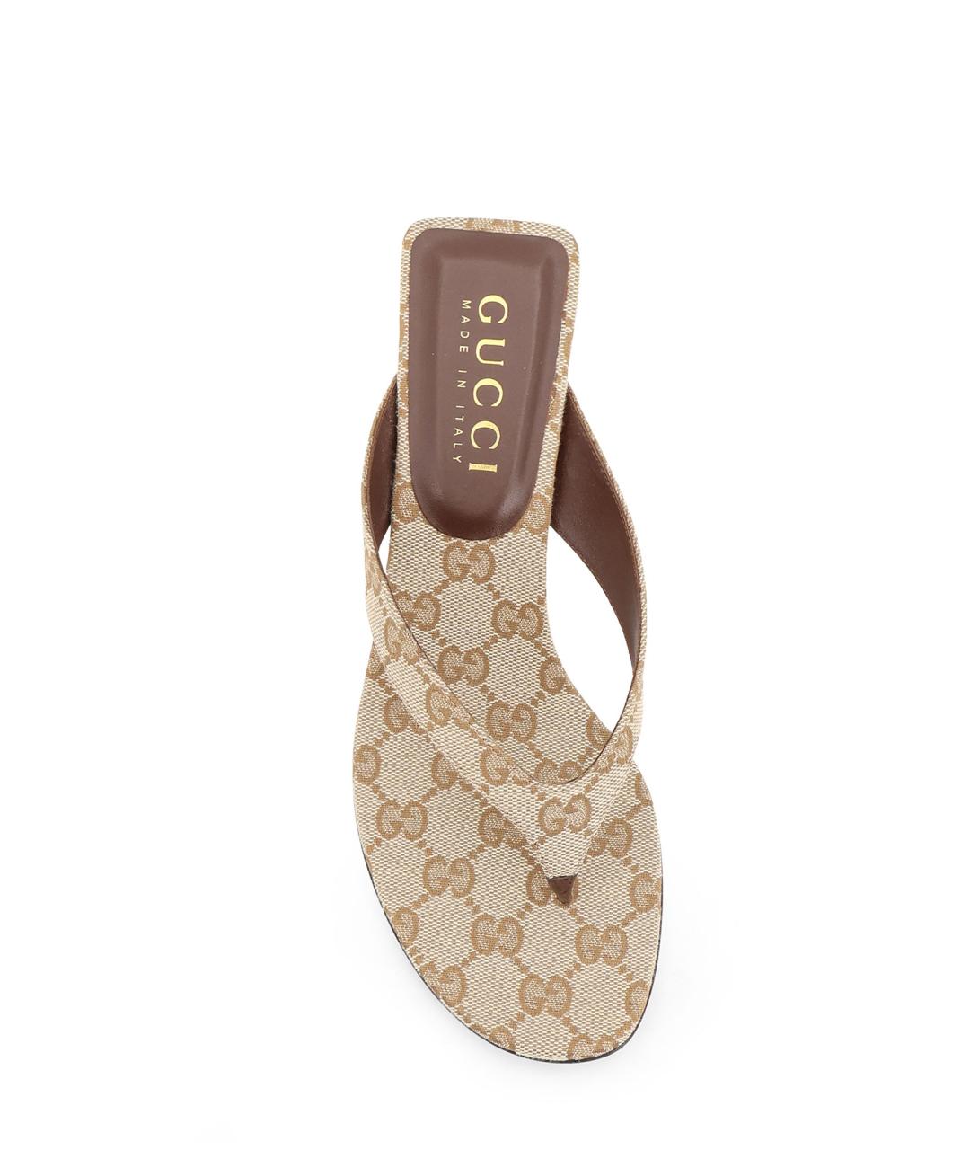 GUCCI Бежевые текстильные мюли, фото 4