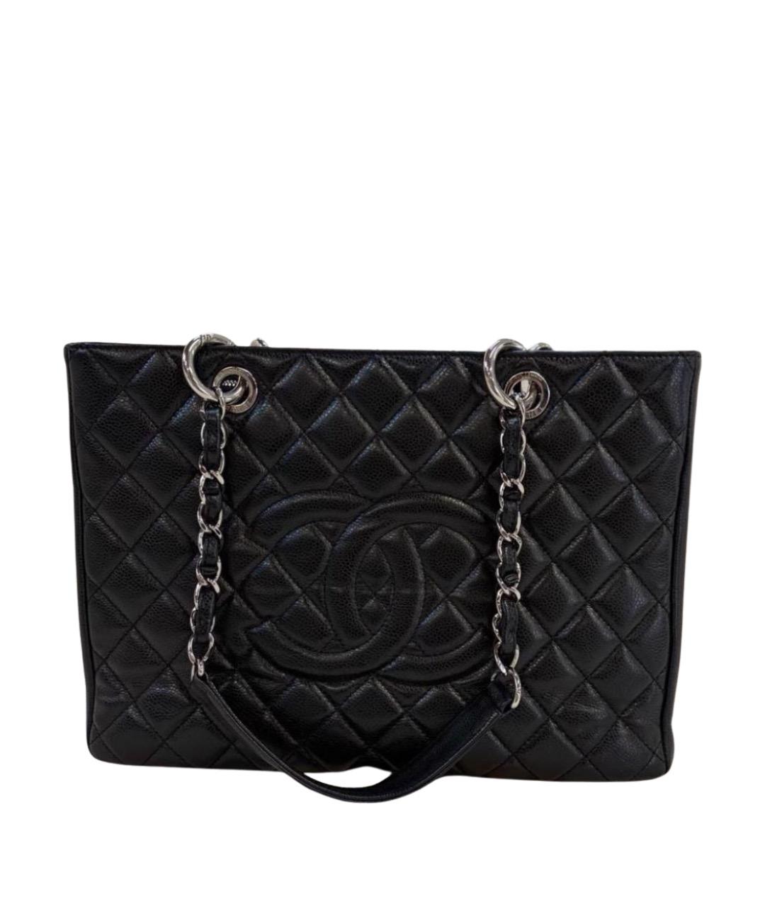 CHANEL Черная кожаная сумка тоут, фото 1