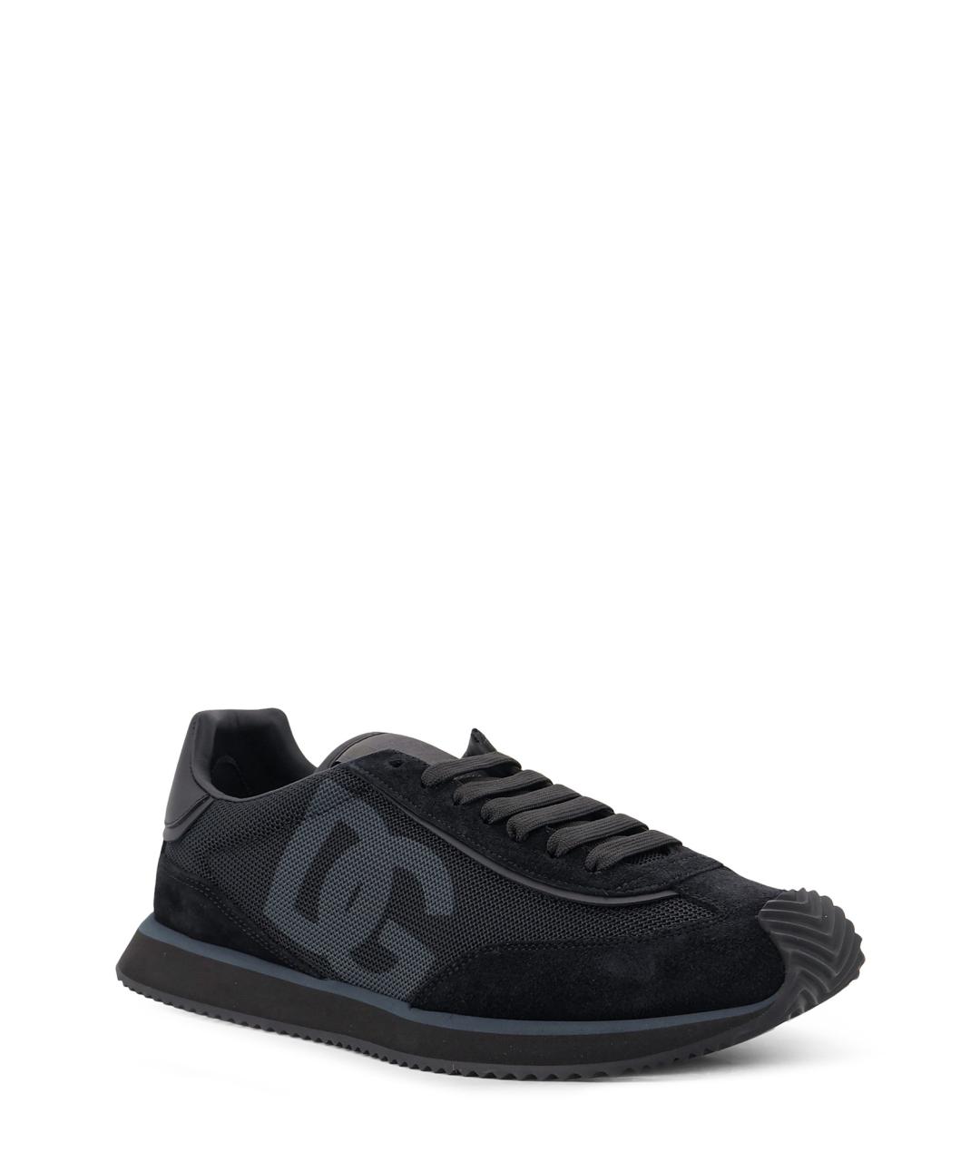 DOLCE&GABBANA Черные текстильные низкие кроссовки / кеды, фото 2