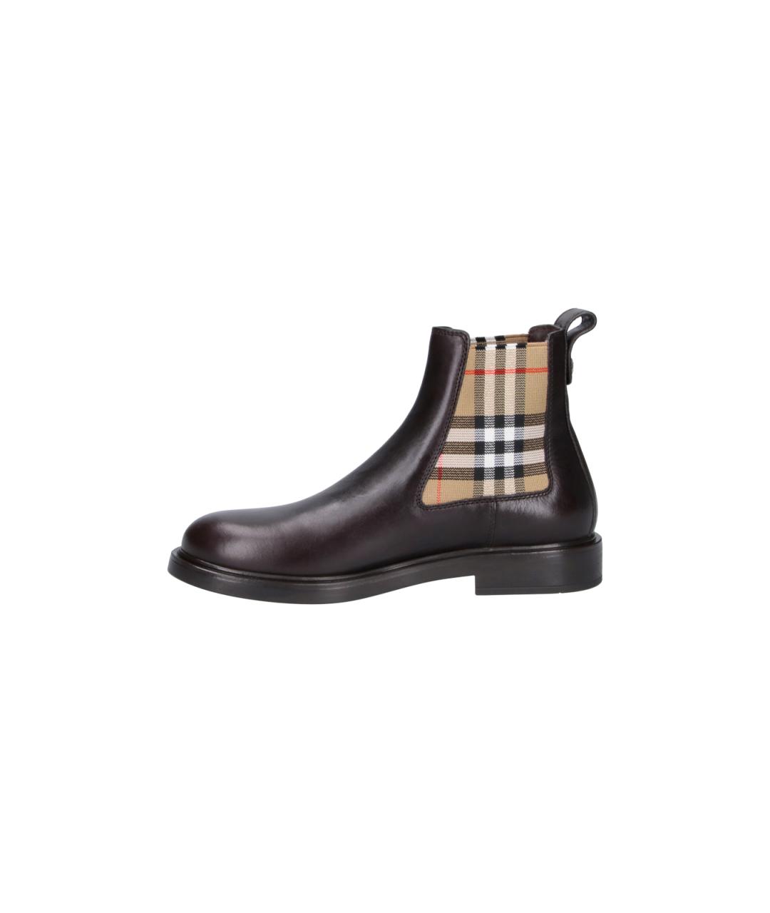 BURBERRY Коричневые кожаные низкие ботинки, фото 3