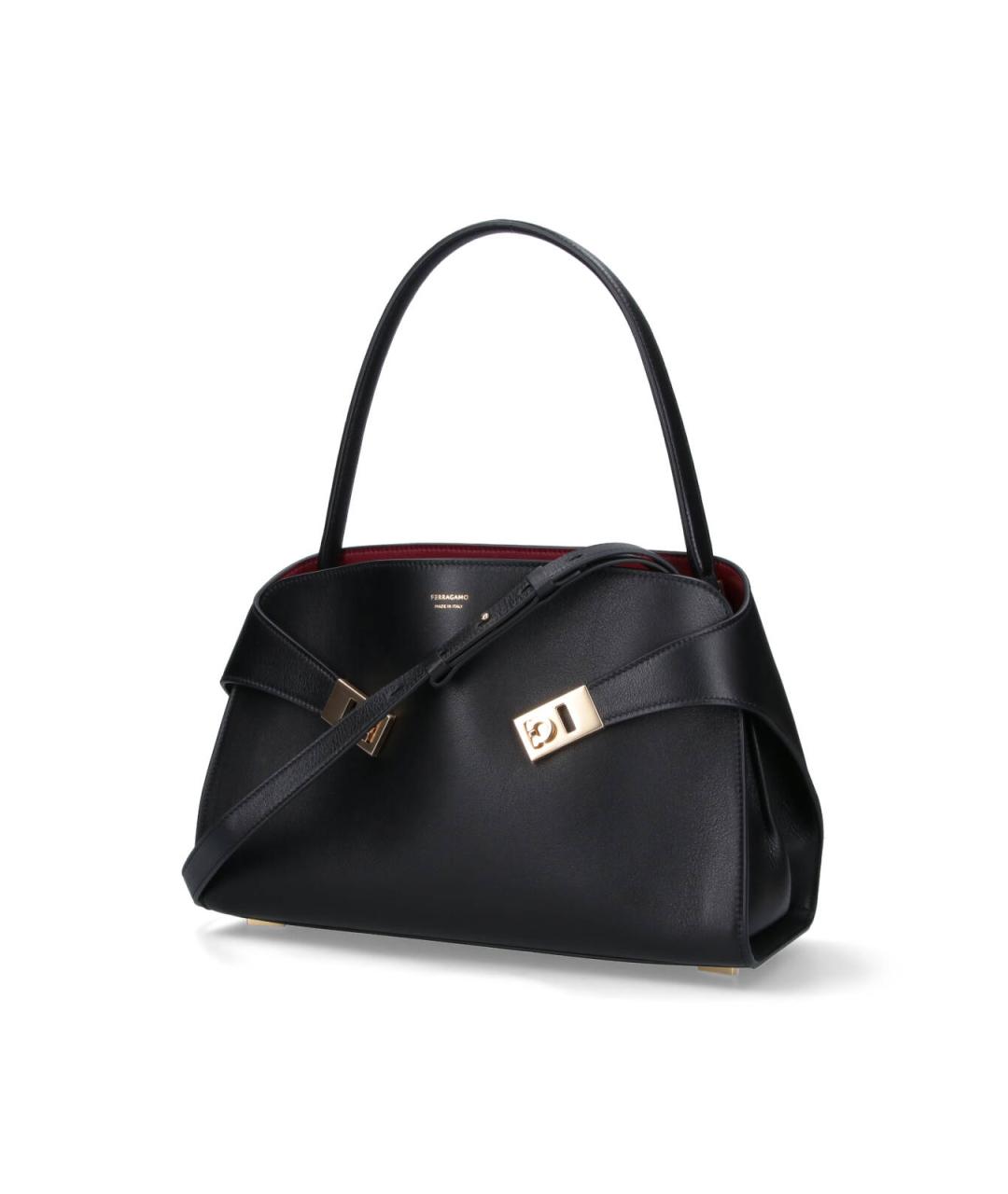 FERRAGAMO Черная кожаная сумка тоут, фото 2