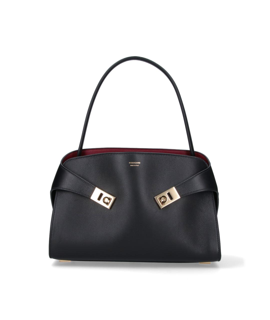 FERRAGAMO Черная кожаная сумка тоут, фото 1