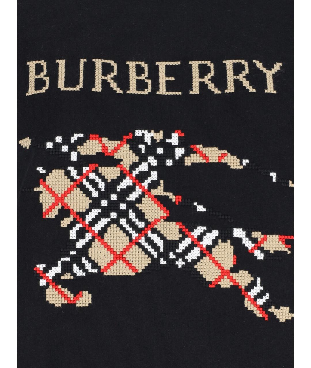 BURBERRY Черная хлопковая футболка, фото 3