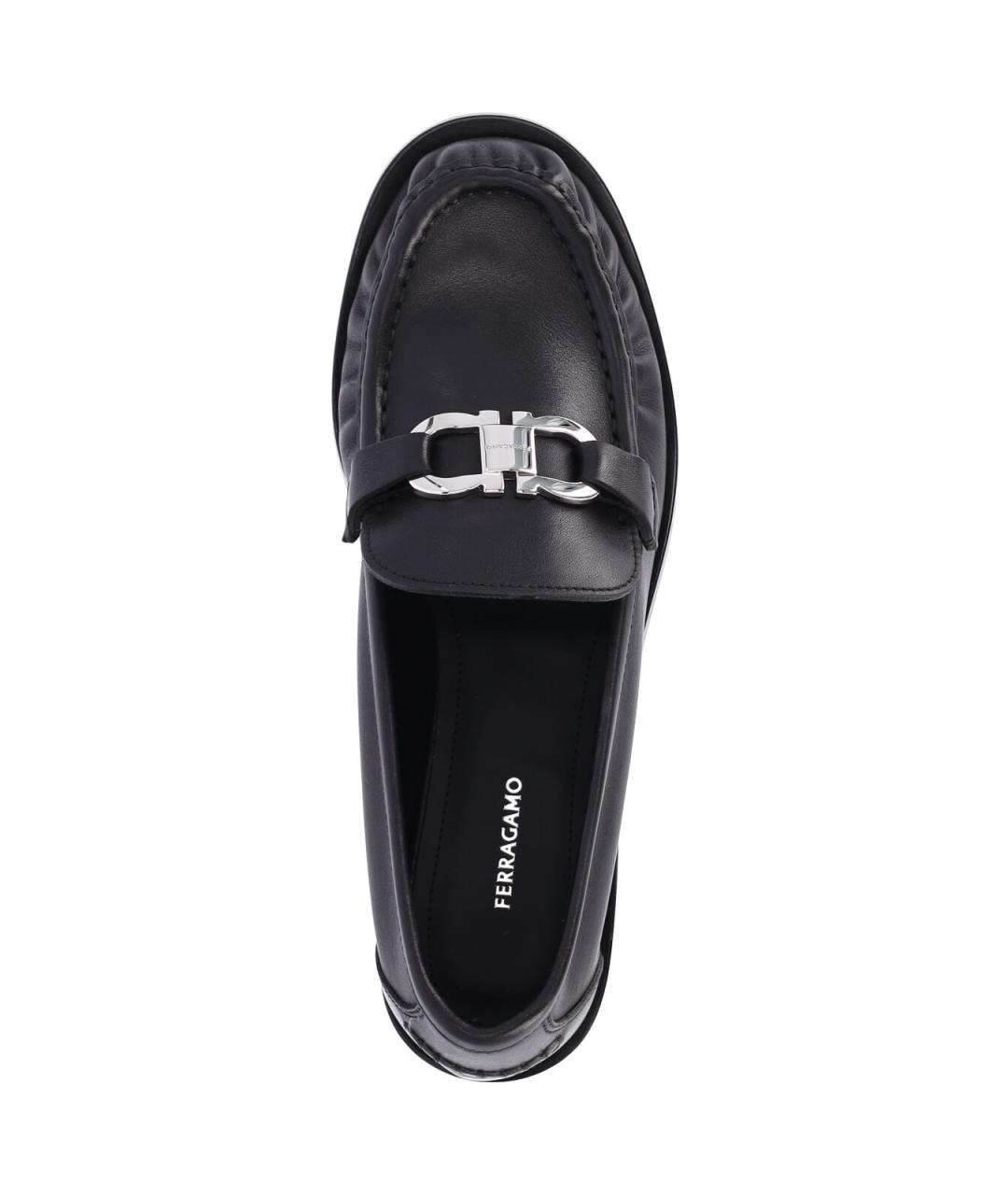 FERRAGAMO Черные кожаные лоферы, фото 5