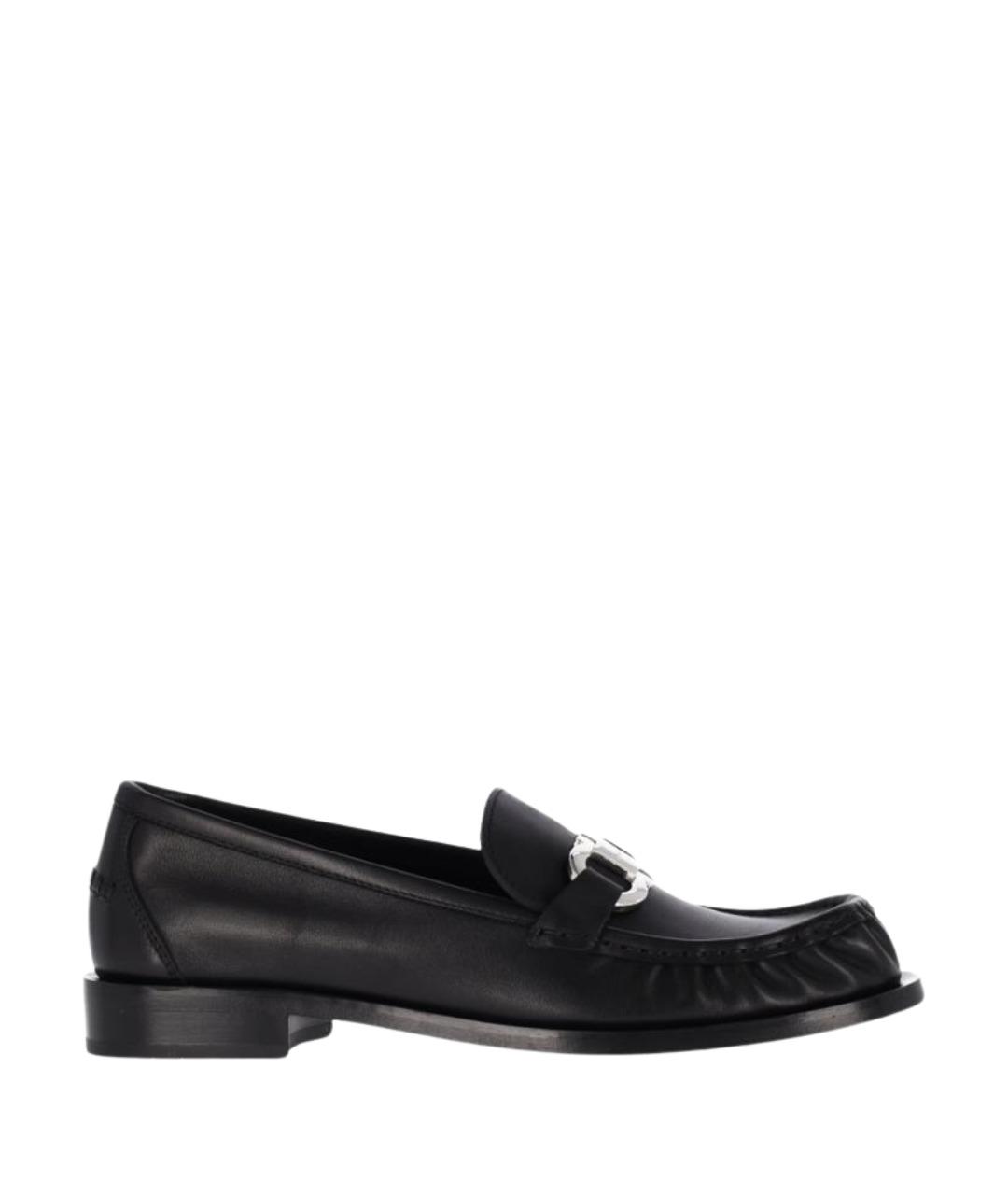FERRAGAMO Черные кожаные лоферы, фото 1