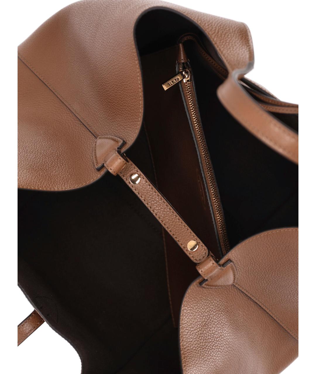 TOD'S Коричневая кожаная сумка тоут, фото 4