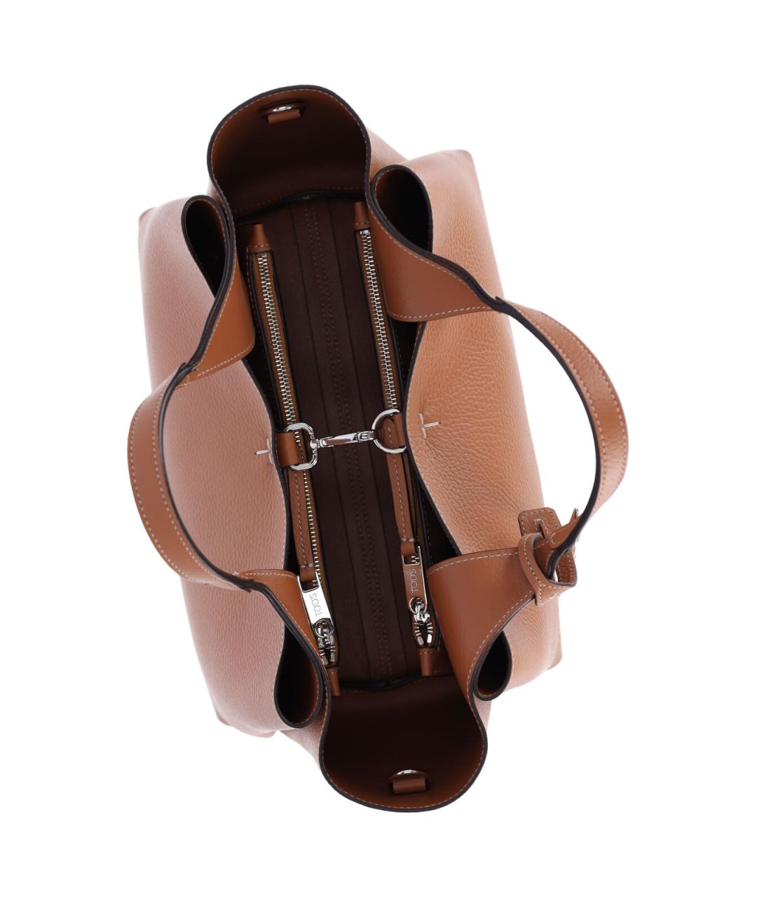 TOD'S Коричневая кожаная сумка тоут, фото 4