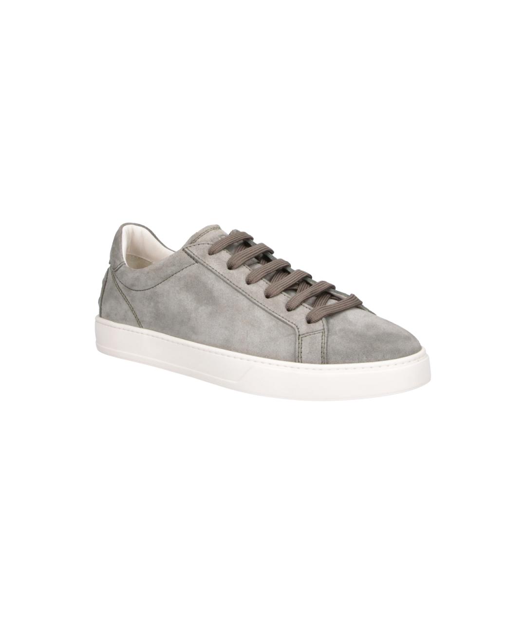 TOD'S Серые нубуковые низкие кроссовки / кеды, фото 2