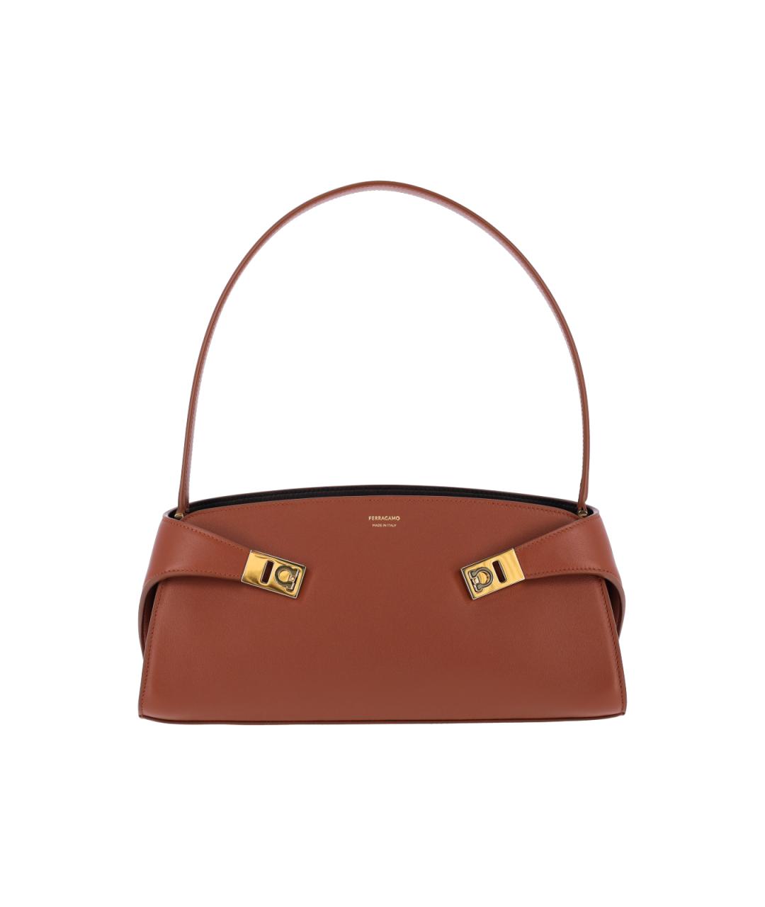 FERRAGAMO Коричневая кожаная сумка через плечо, фото 1