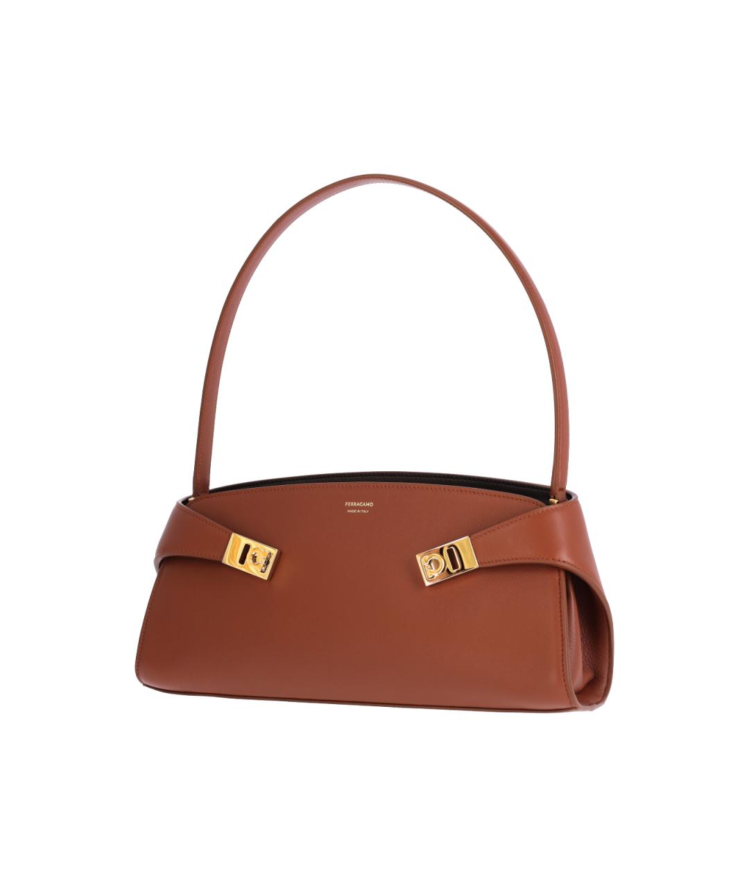 FERRAGAMO Коричневая кожаная сумка через плечо, фото 2