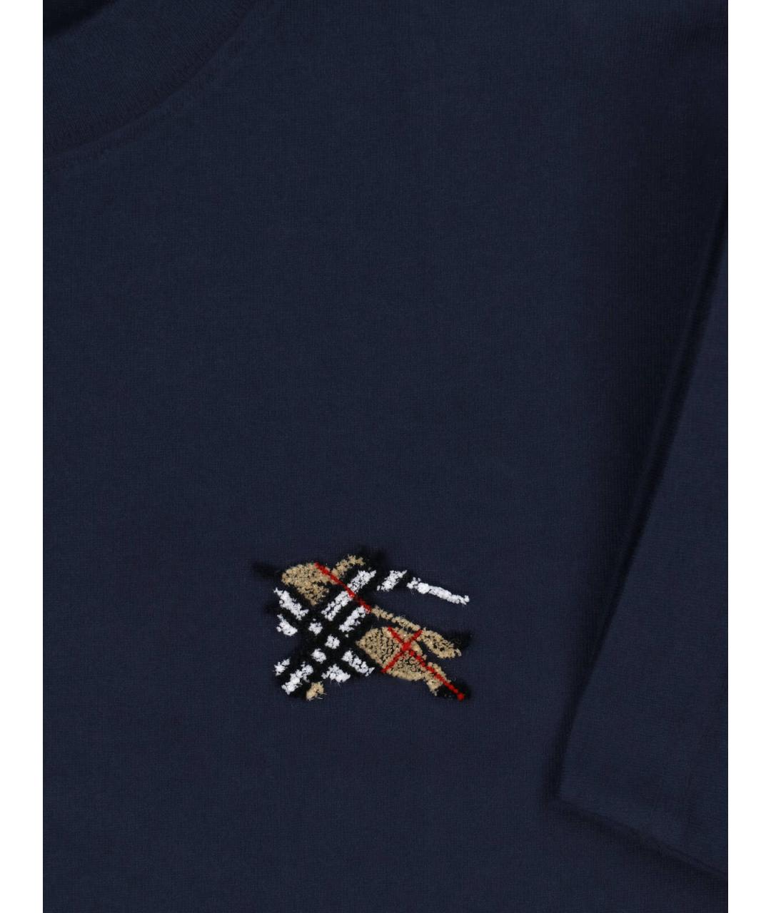 BURBERRY Синяя хлопковая футболка, фото 3