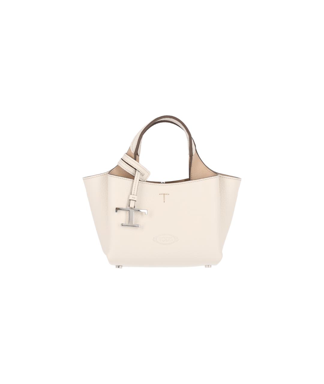 TOD'S Белая кожаная сумка тоут, фото 1