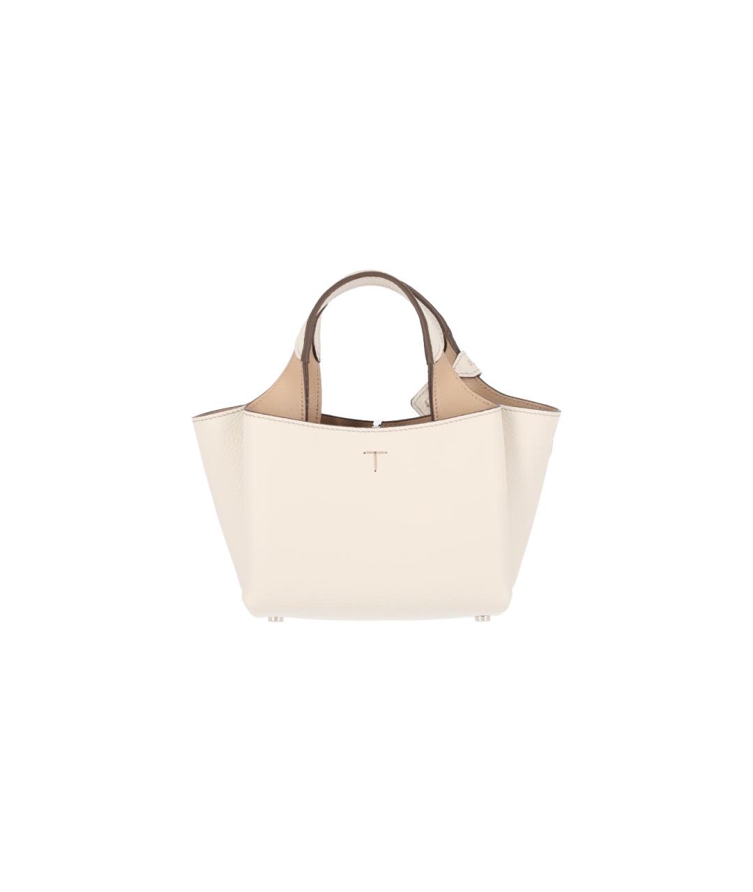 TOD'S Белая кожаная сумка тоут, фото 3