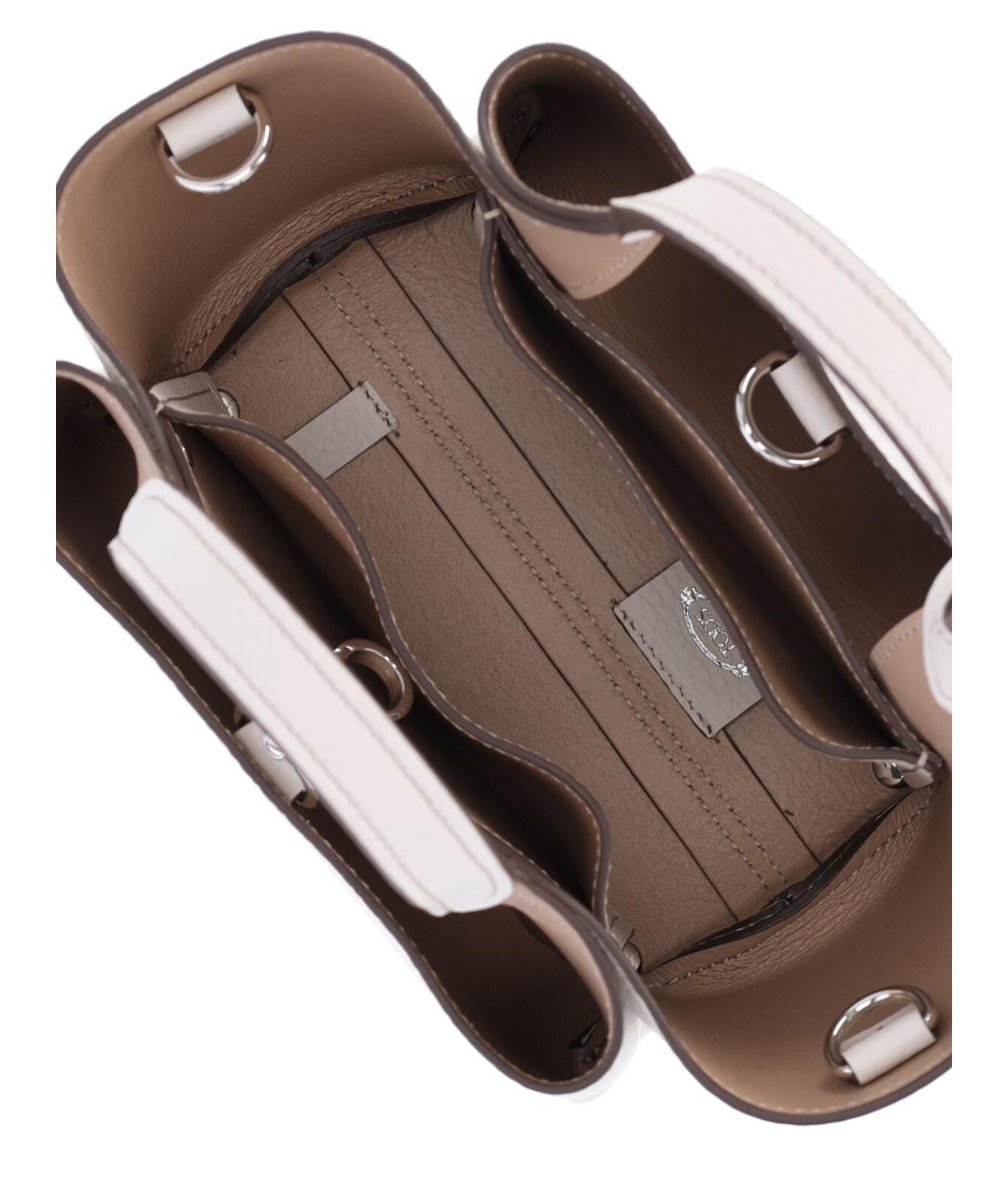 TOD'S Белая кожаная сумка тоут, фото 4