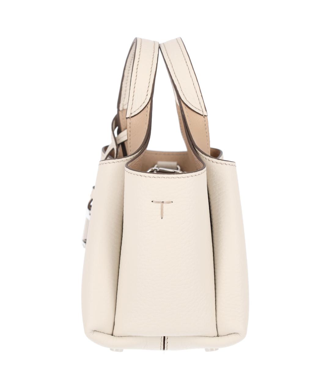 TOD'S Белая кожаная сумка тоут, фото 5