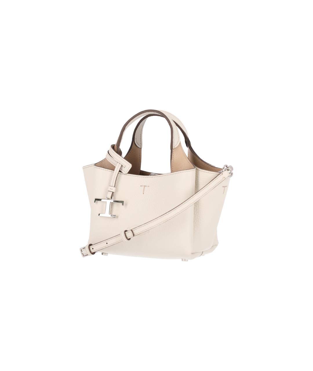 TOD'S Белая кожаная сумка тоут, фото 2