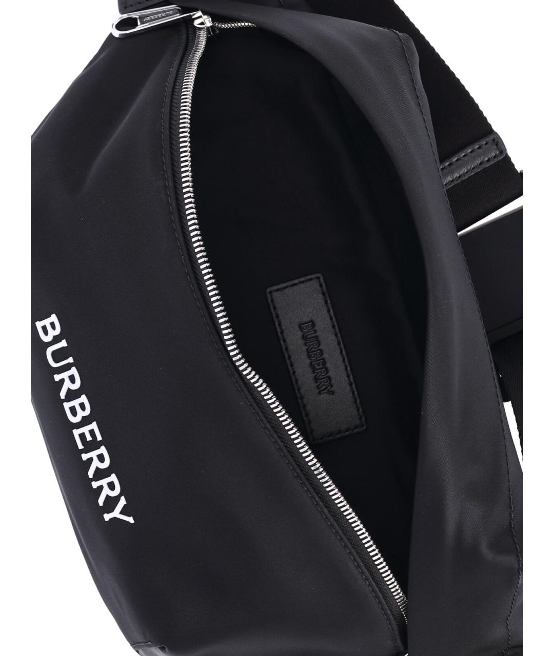 BURBERRY Черная синтетическая поясная сумка, фото 5