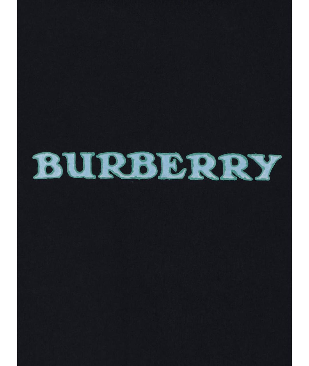 BURBERRY Черная хлопковая футболка, фото 3