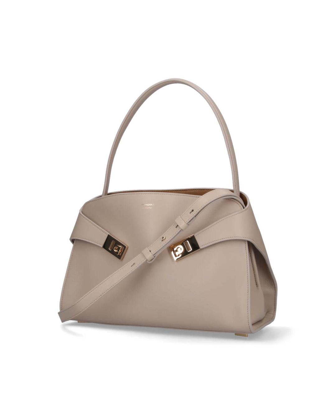 FERRAGAMO Бежевая кожаная сумка тоут, фото 2