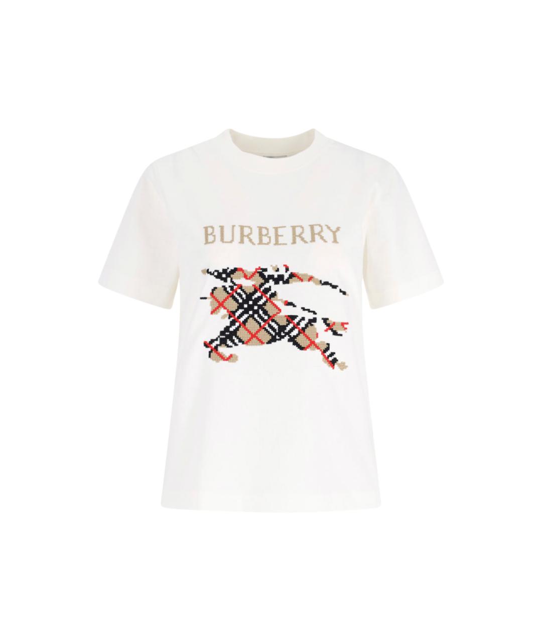 BURBERRY Белая хлопковая футболка, фото 1