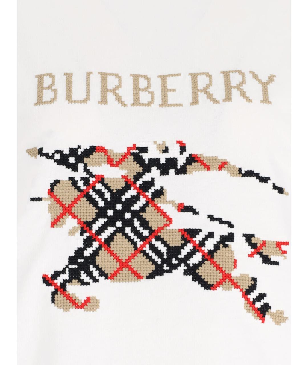 BURBERRY Белая хлопковая футболка, фото 3