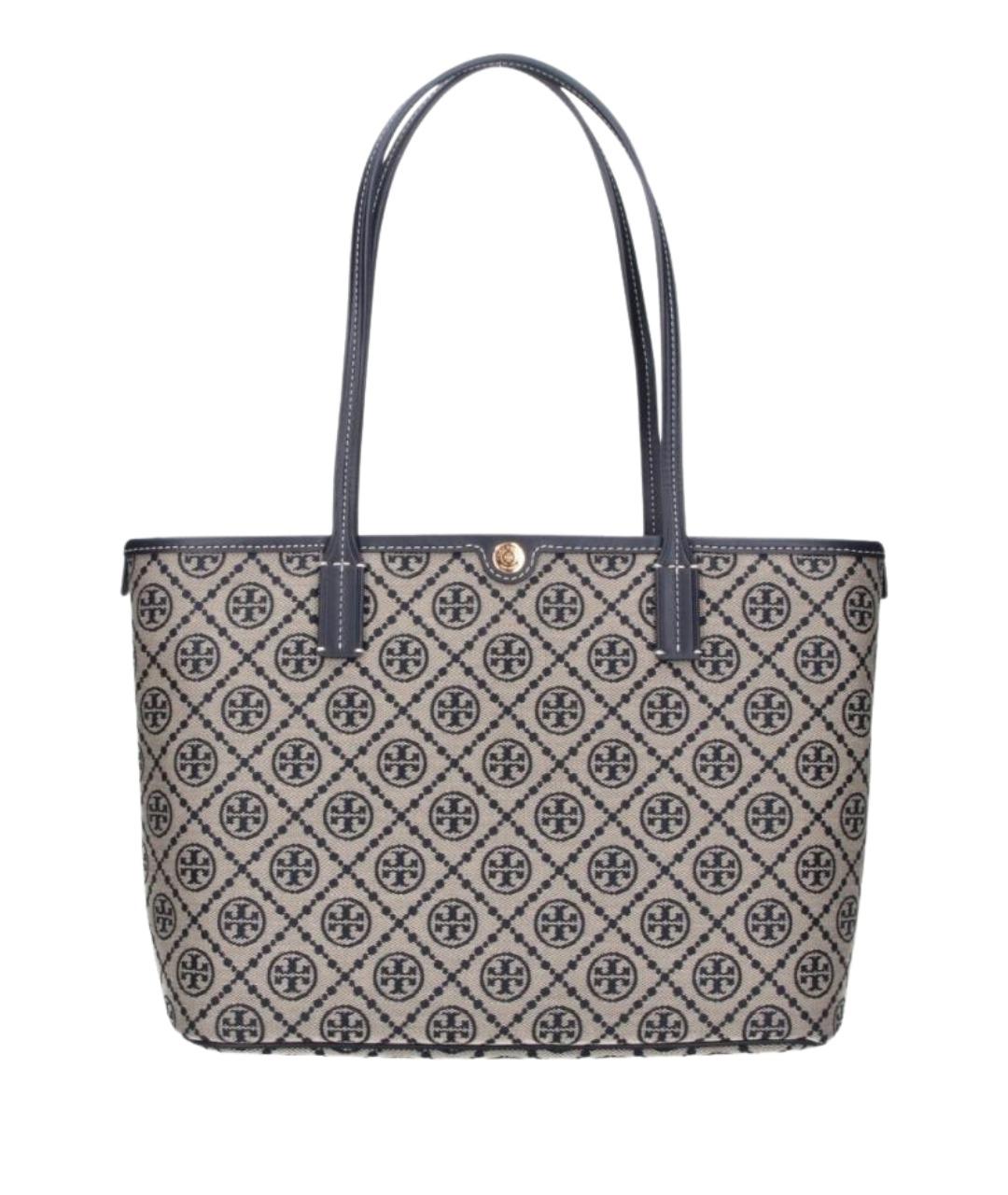 TORY BURCH Синяя сумка тоут из канвы, фото 1