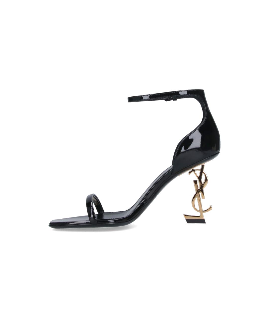 SAINT LAURENT Черные босоножки из лакированной кожи, фото 3