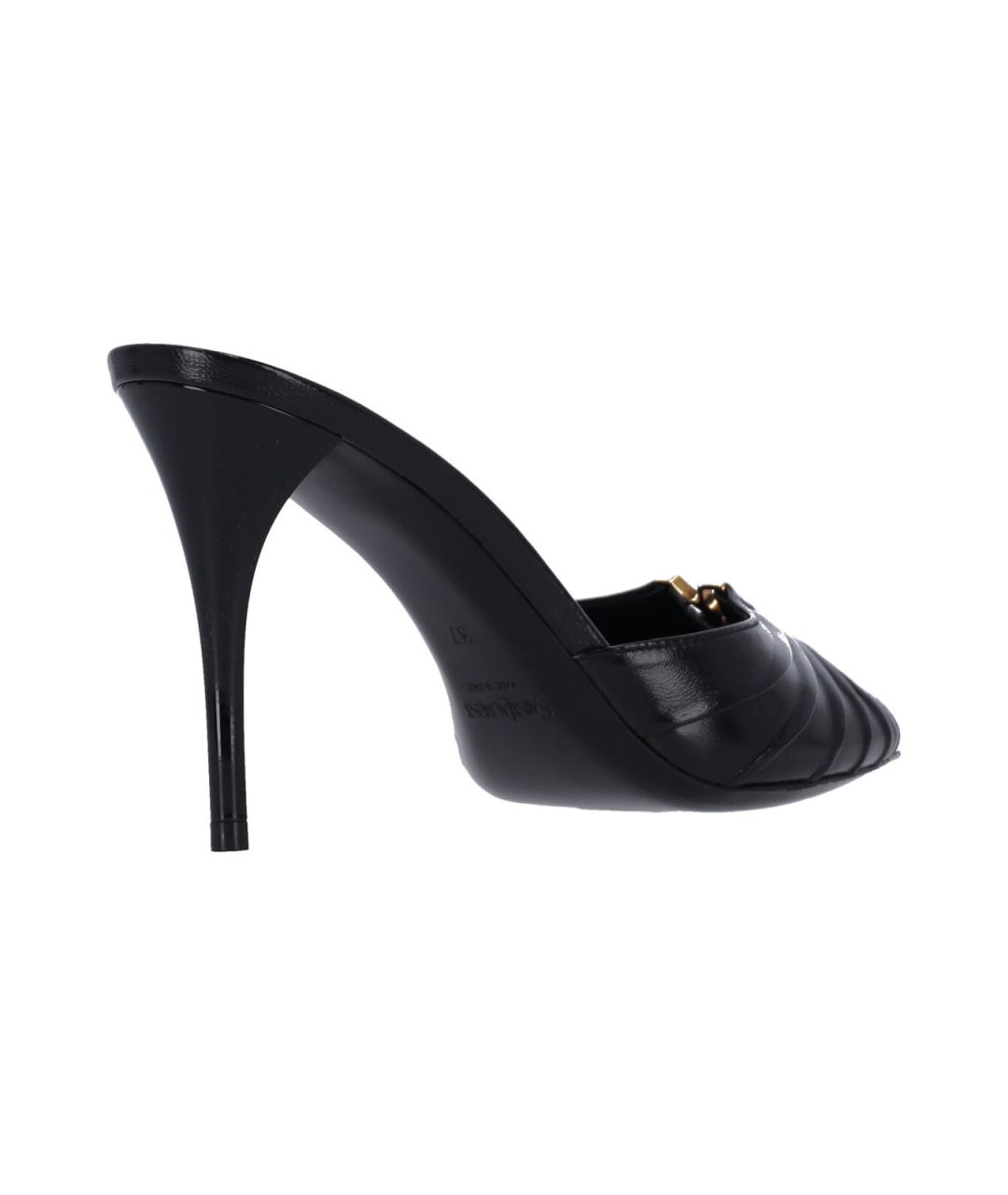 SAINT LAURENT Черные кожаные мюли, фото 4