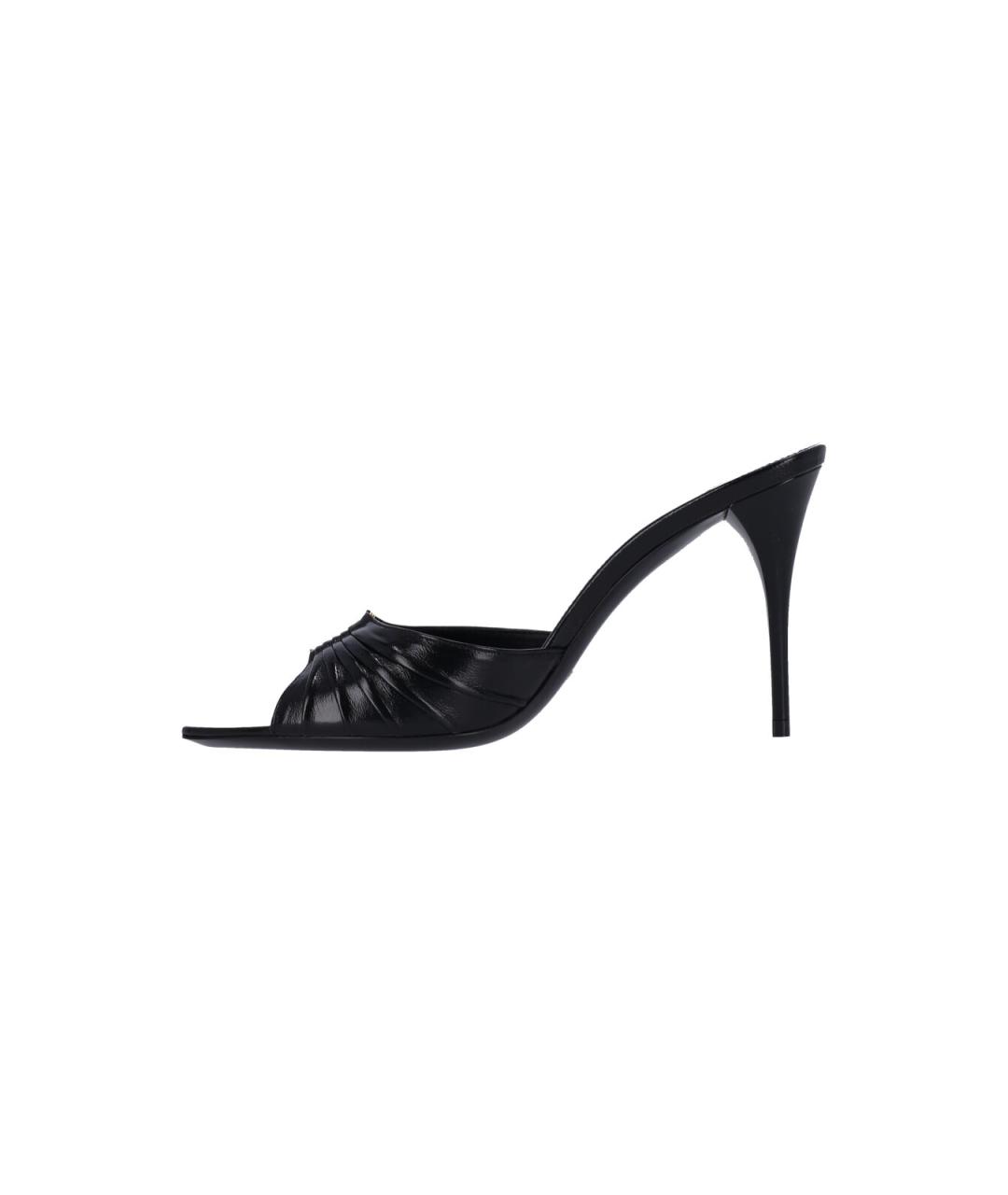 SAINT LAURENT Черные кожаные мюли, фото 3