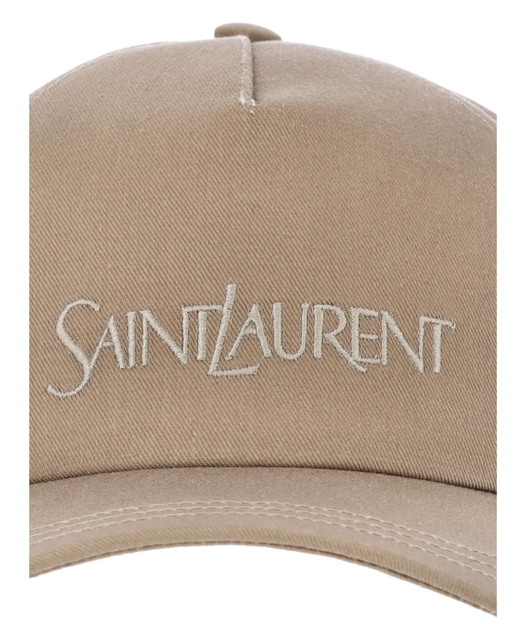 SAINT LAURENT Бежевая хлопковая кепка, фото 3