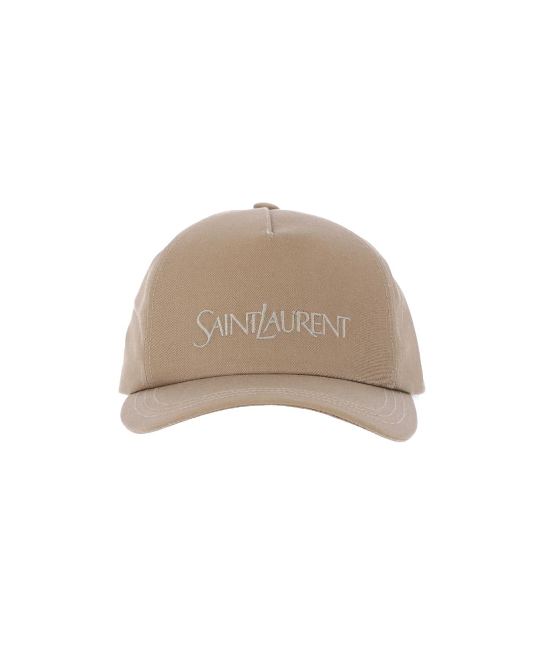SAINT LAURENT Бежевая хлопковая кепка, фото 1