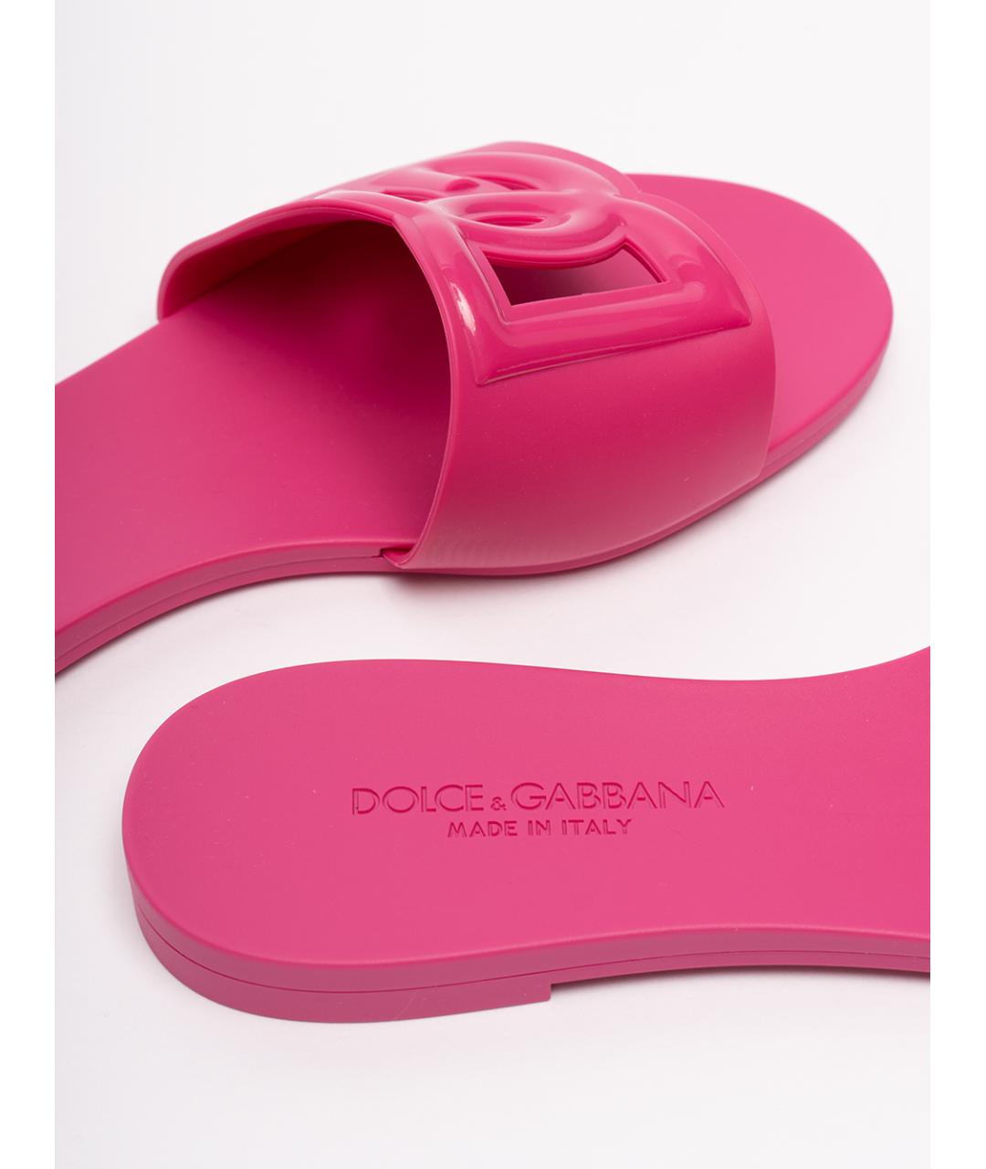 DOLCE&GABBANA Фуксия резиновые шлепанцы, фото 5