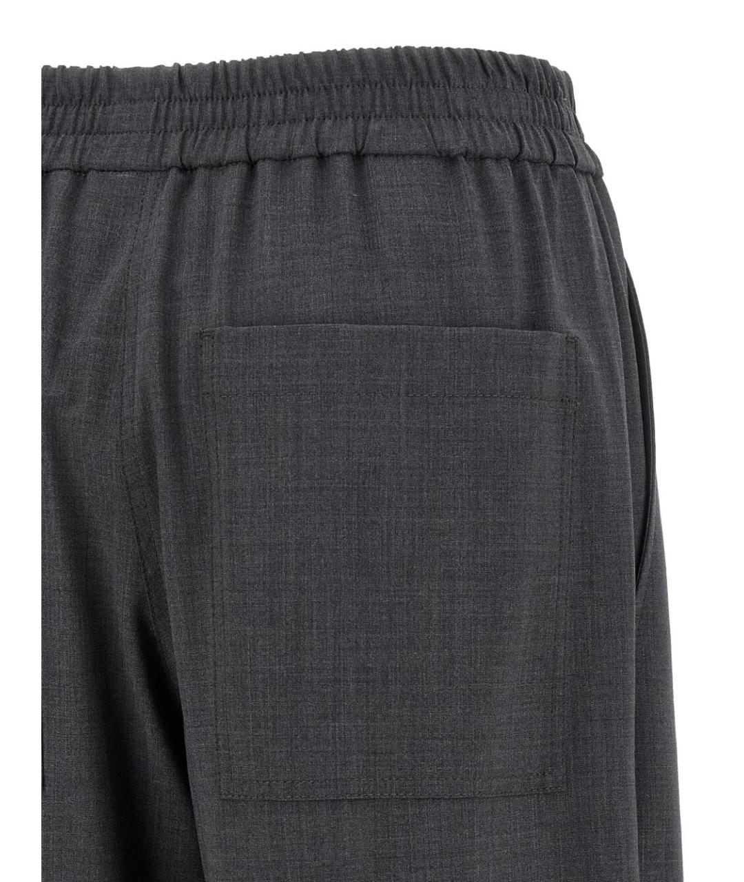 BRUNELLO CUCINELLI Серые шерстяные брюки широкие, фото 4
