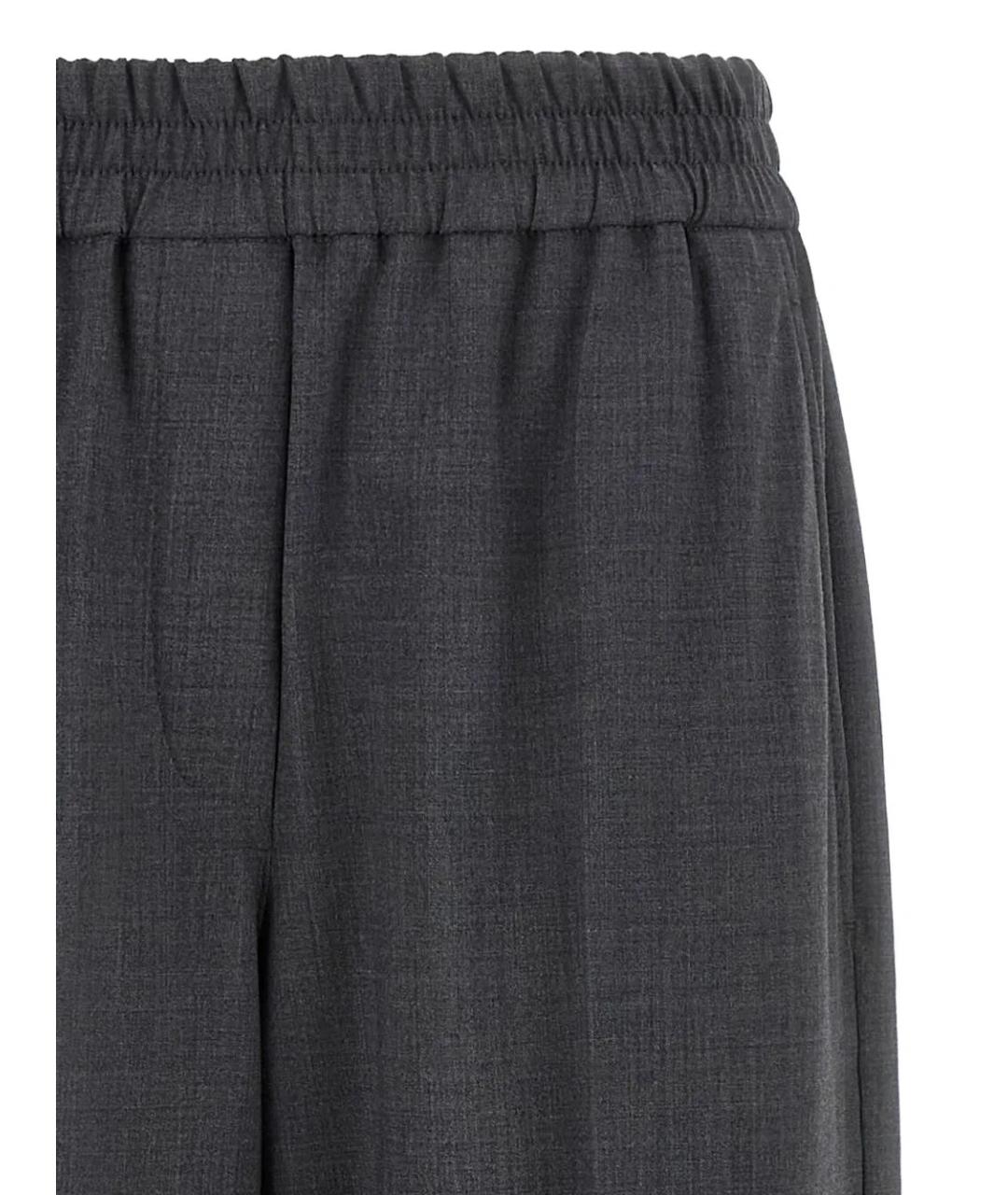 BRUNELLO CUCINELLI Серые шерстяные брюки широкие, фото 3