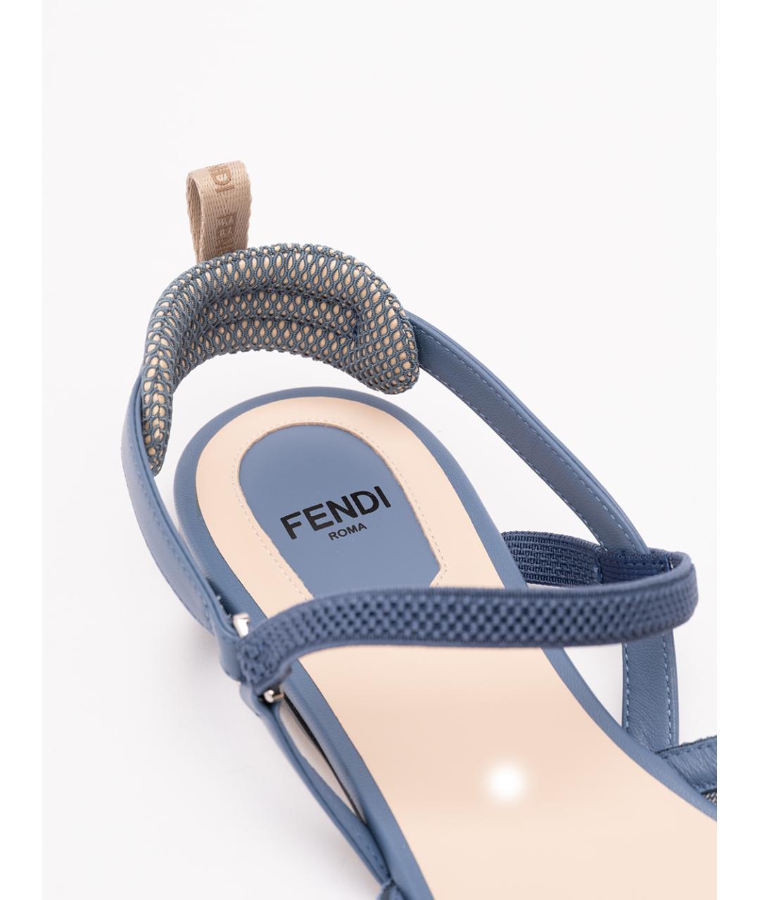 FENDI Голубые текстильные балетки, фото 6