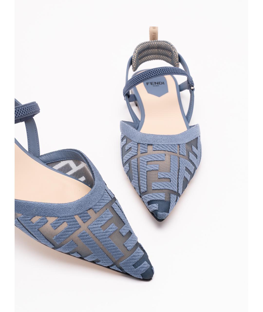 FENDI Голубые текстильные балетки, фото 5