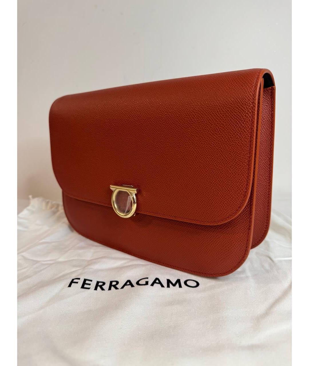 FERRAGAMO Оранжевая кожаная сумка через плечо, фото 2