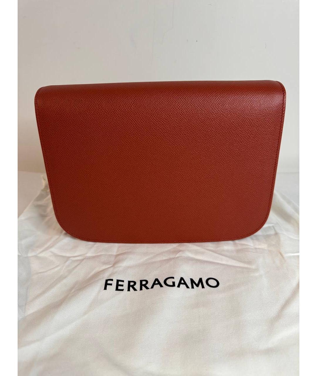 FERRAGAMO Оранжевая кожаная сумка через плечо, фото 3