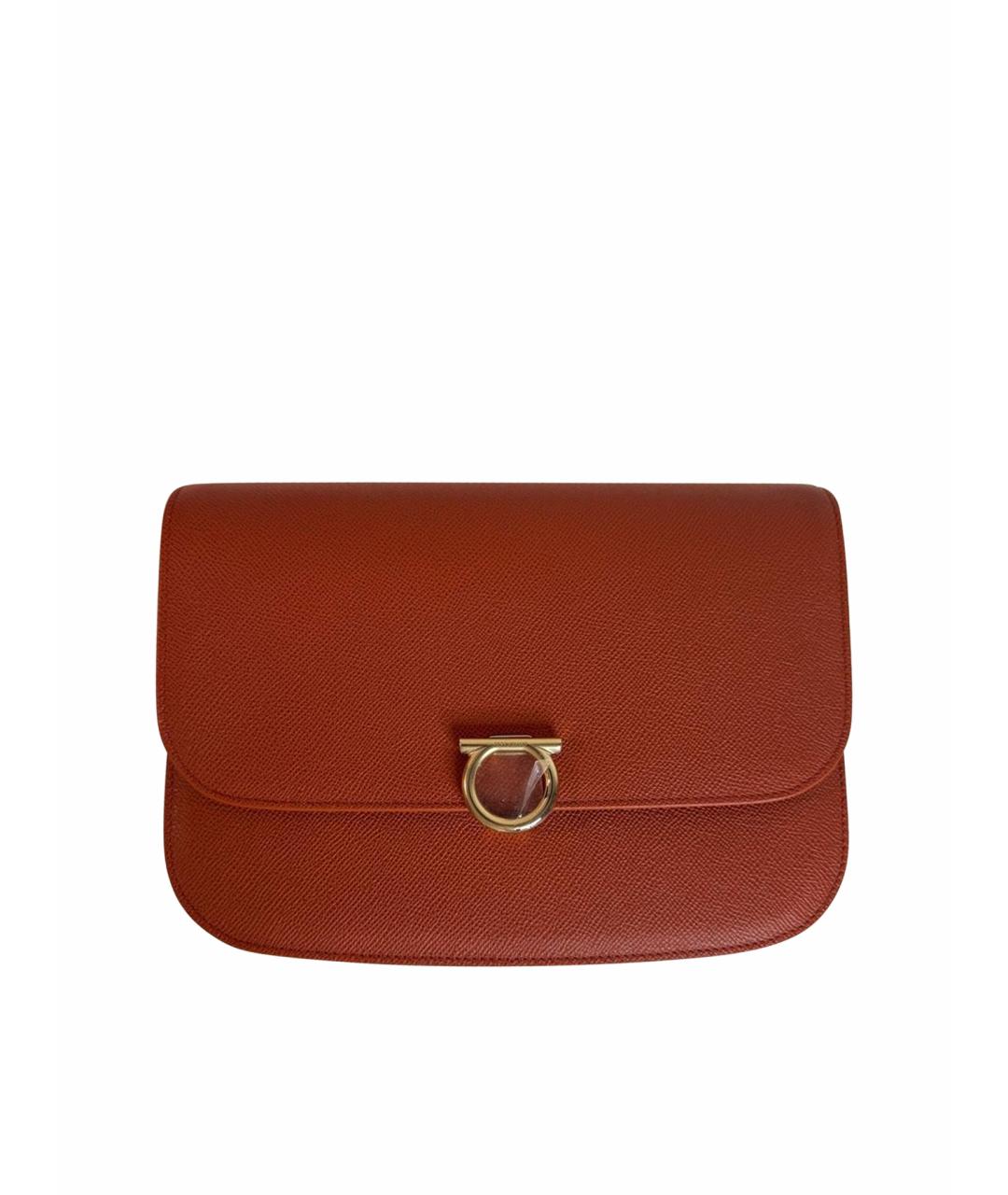 FERRAGAMO Оранжевая кожаная сумка через плечо, фото 1