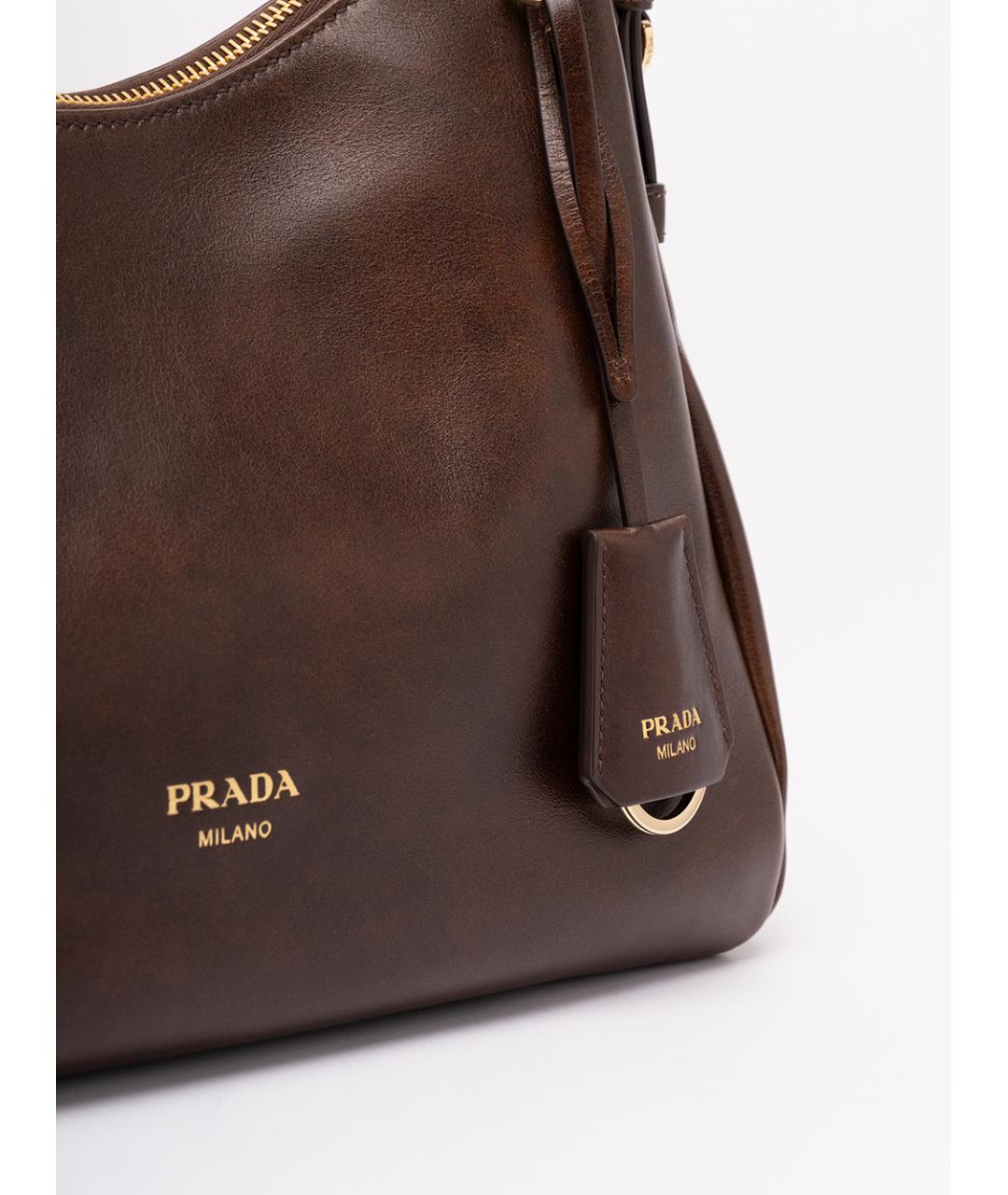 PRADA Коричневая кожаная сумка через плечо, фото 4