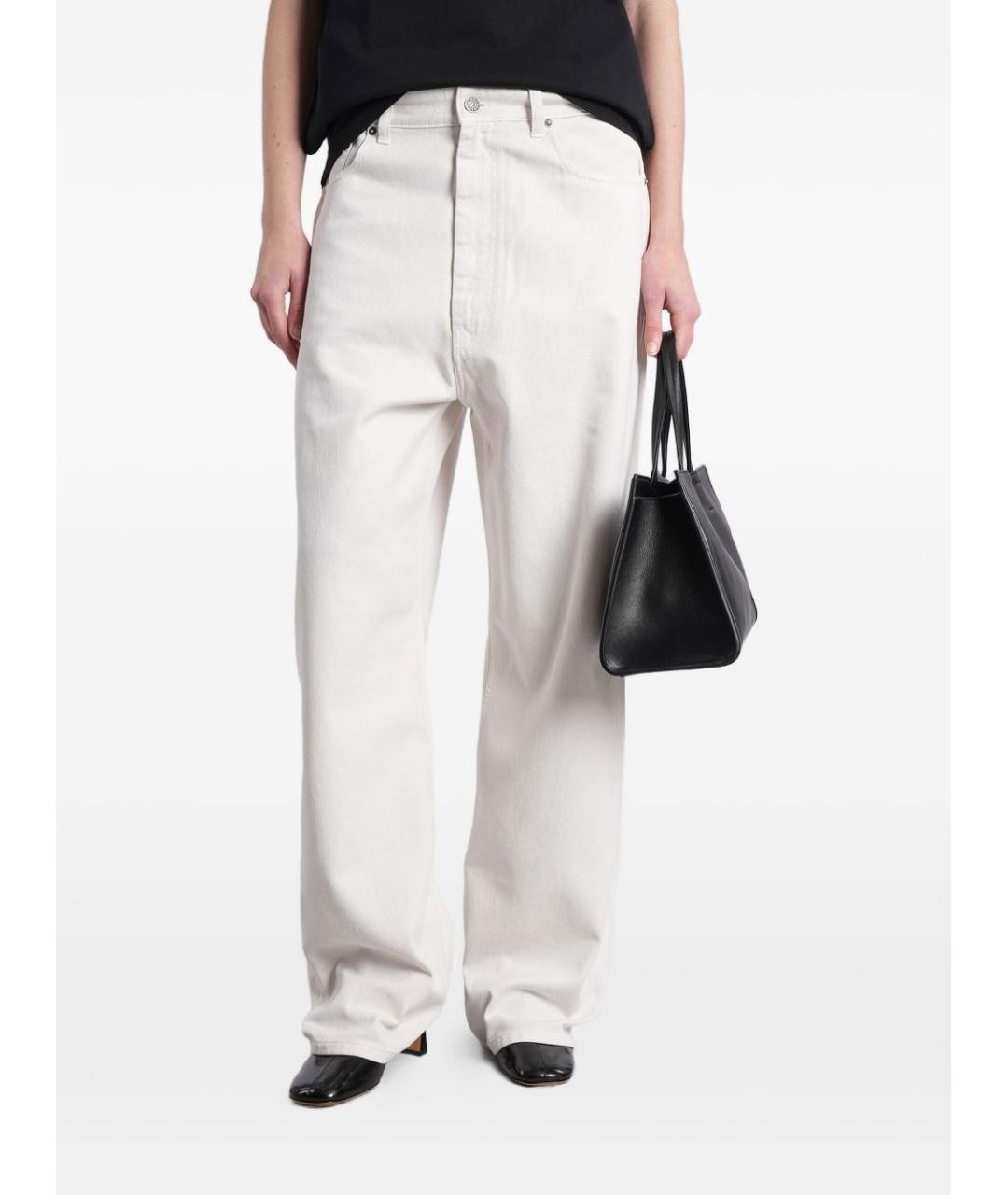 PHOEBE PHILO Белые хлопковые прямые джинсы, фото 3
