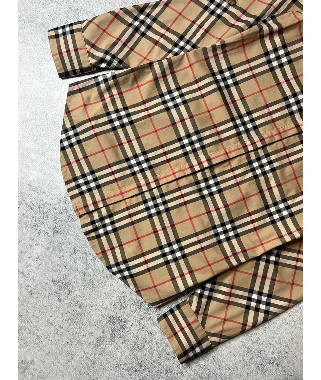 BURBERRY Коричневая хлопко-эластановая рубашка, фото 4