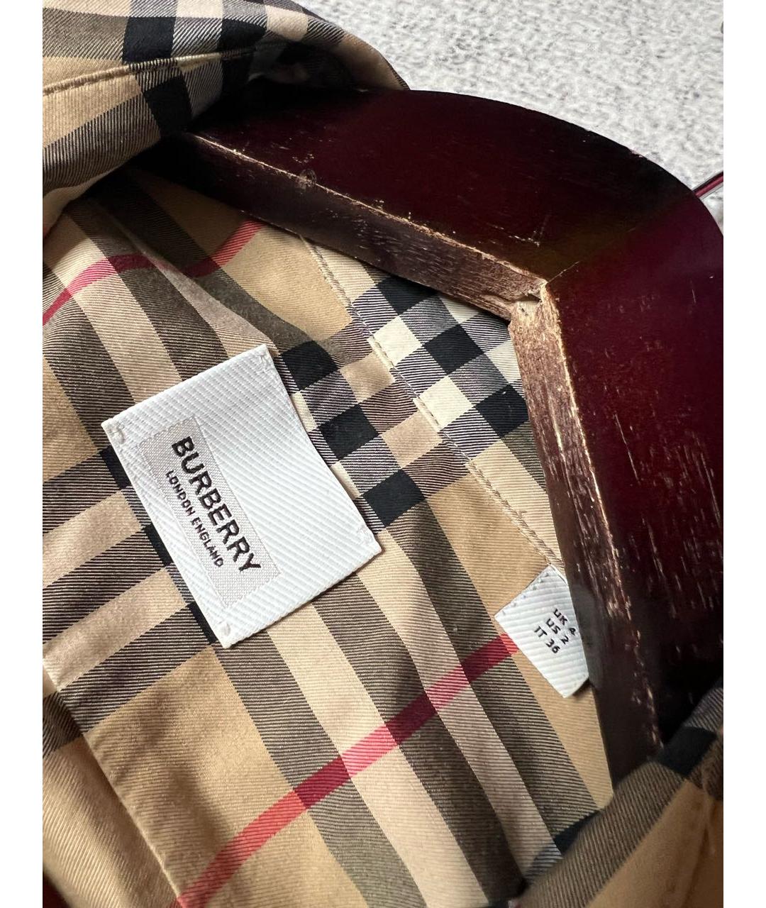 BURBERRY Коричневая хлопко-эластановая рубашка, фото 7