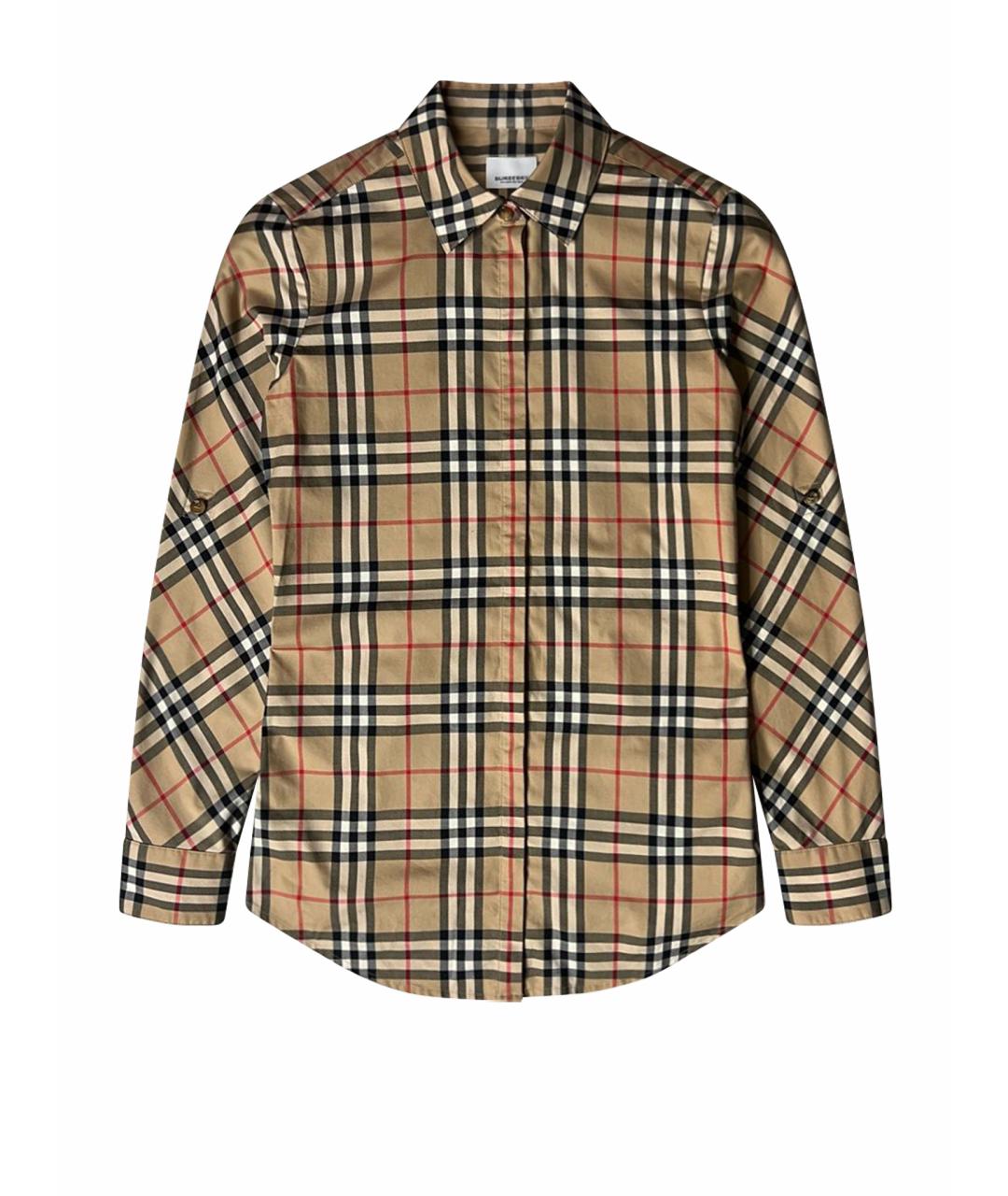 BURBERRY Коричневая хлопко-эластановая рубашка, фото 1
