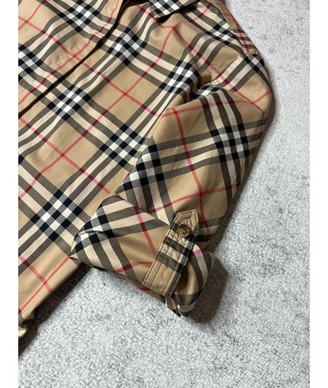 BURBERRY Коричневая хлопко-эластановая рубашка, фото 6