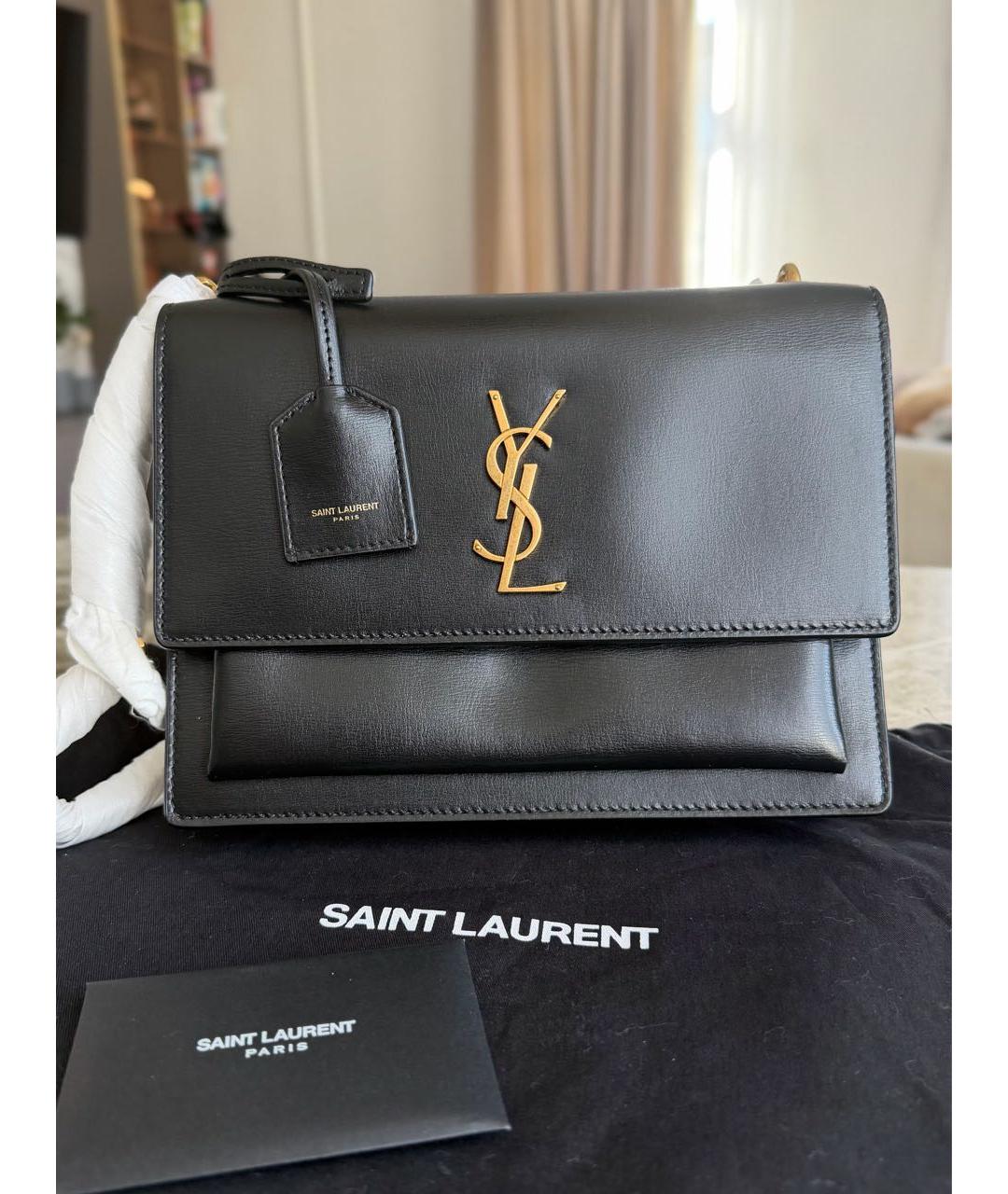 SAINT LAURENT Черная кожаная сумка через плечо, фото 3