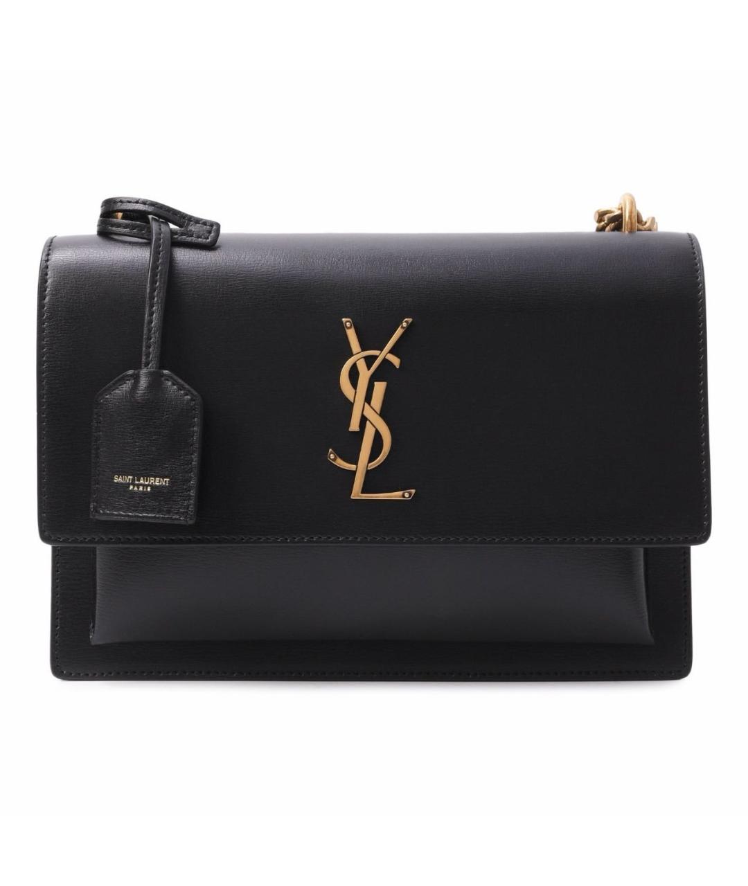 SAINT LAURENT Черная кожаная сумка через плечо, фото 1