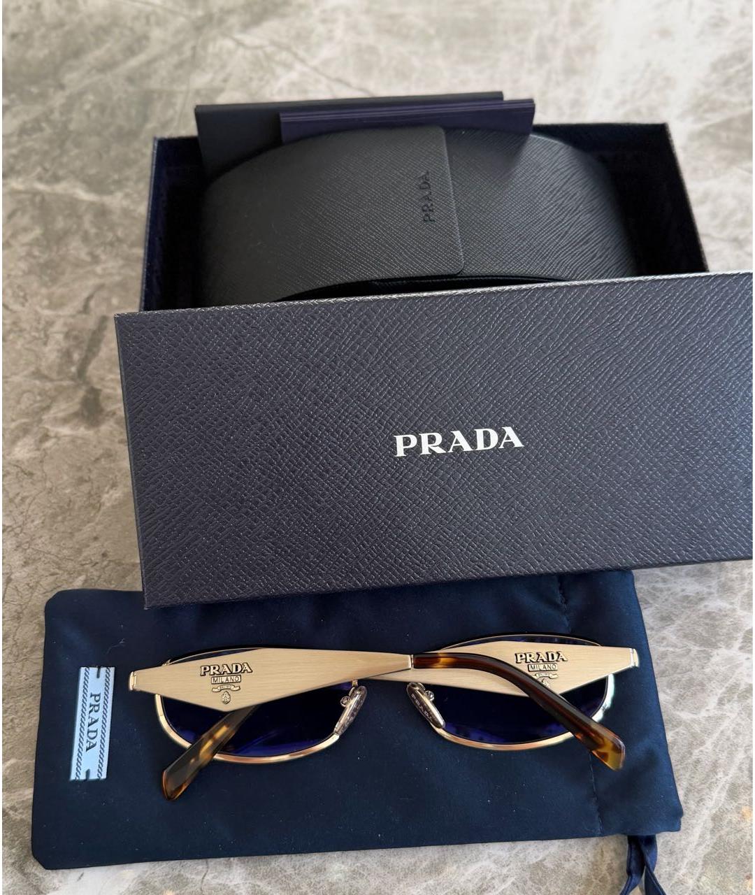 PRADA Золотые металлические солнцезащитные очки, фото 6