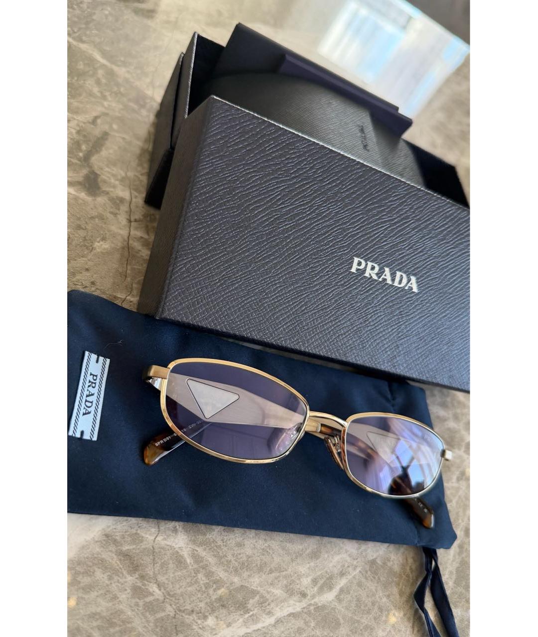 PRADA Золотые металлические солнцезащитные очки, фото 5