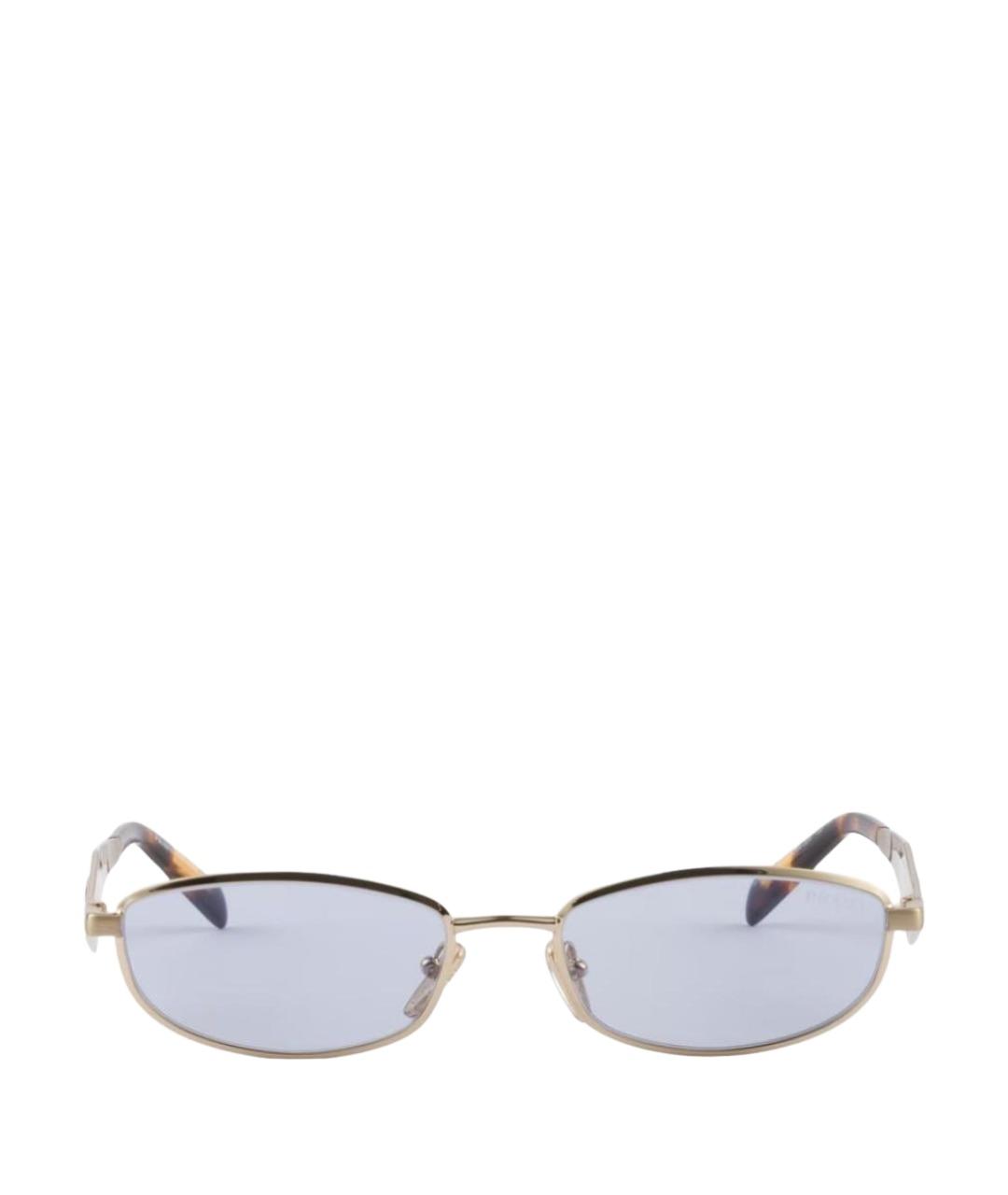 PRADA Золотые металлические солнцезащитные очки, фото 1